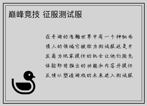 巅峰竞技 征服测试服