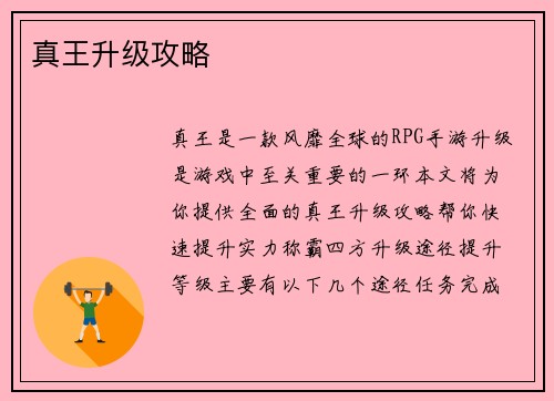 真王升级攻略