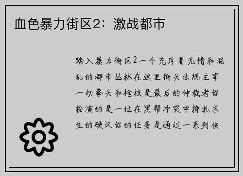 血色暴力街区2：激战都市
